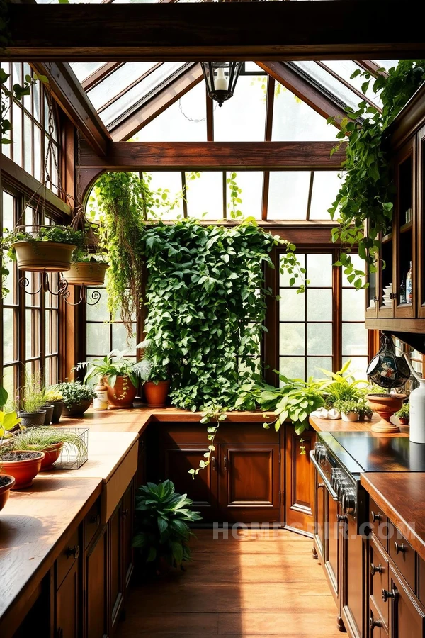 Victorian Kitchen with Lush Greenery