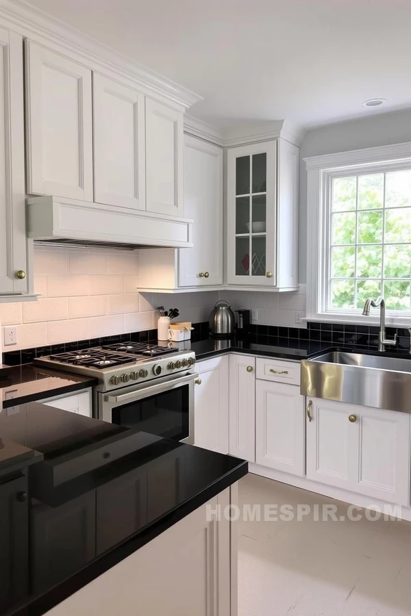 Vintage Brass Handles in Modern Chic Kitchen