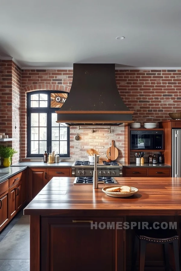 Vintage Bricks and Concrete in a Modern Kitchen