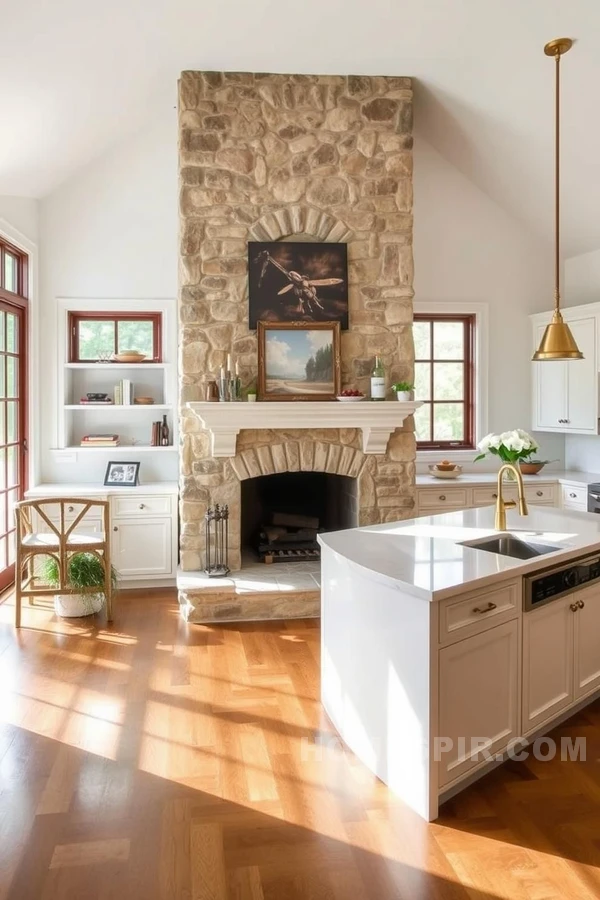 Vintage Copper Accents in Rustic and Modern Kitchen