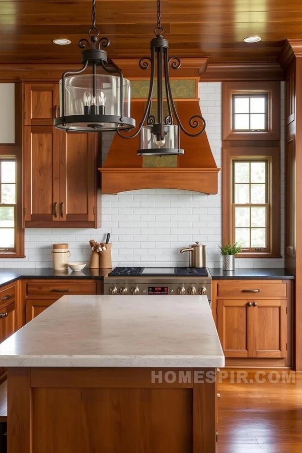 Vintage Copper Hood in Rustic Craftsman Kitchen