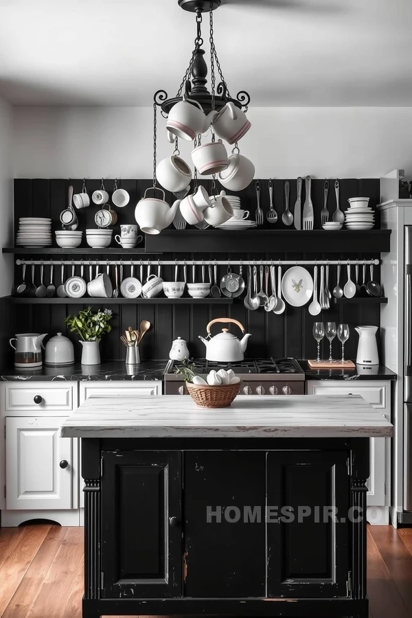 Vintage Decor in Monochrome Kitchen