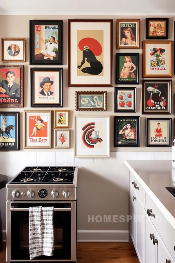 Vintage Inspired Art on Kitchen Walls