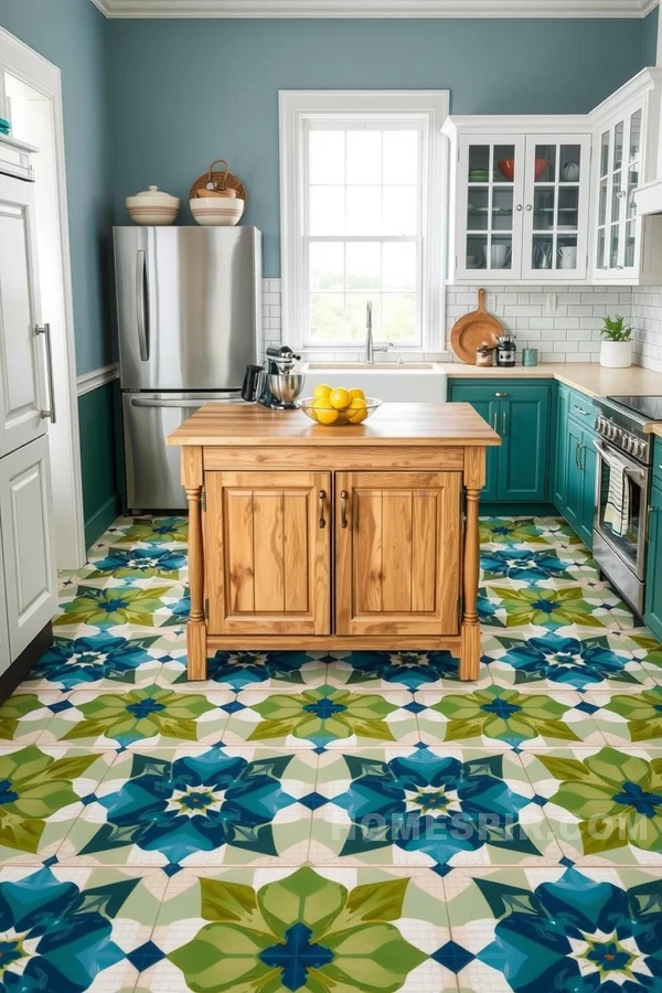 Vintage Island with Geometric Pattern