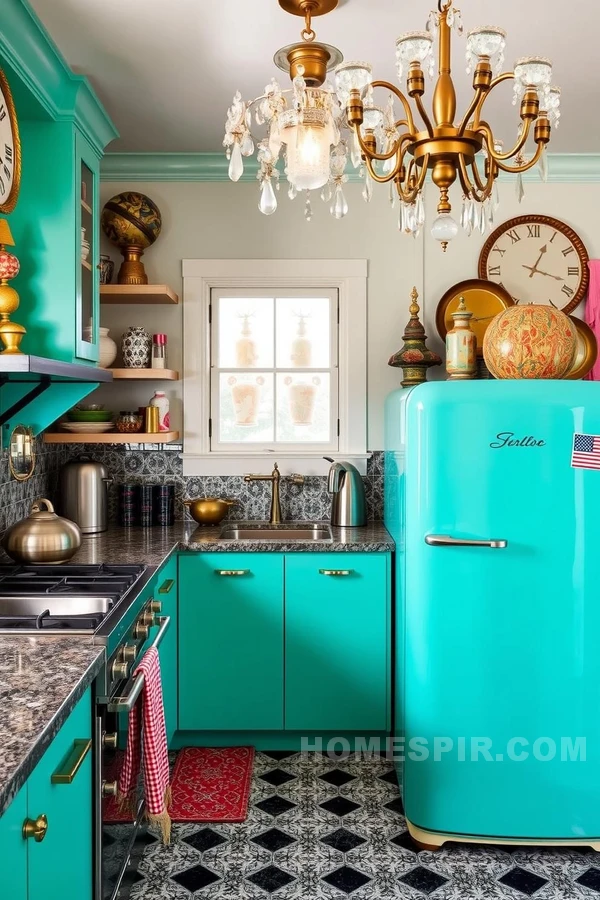 Vintage Patterns and Turquoise Fridge