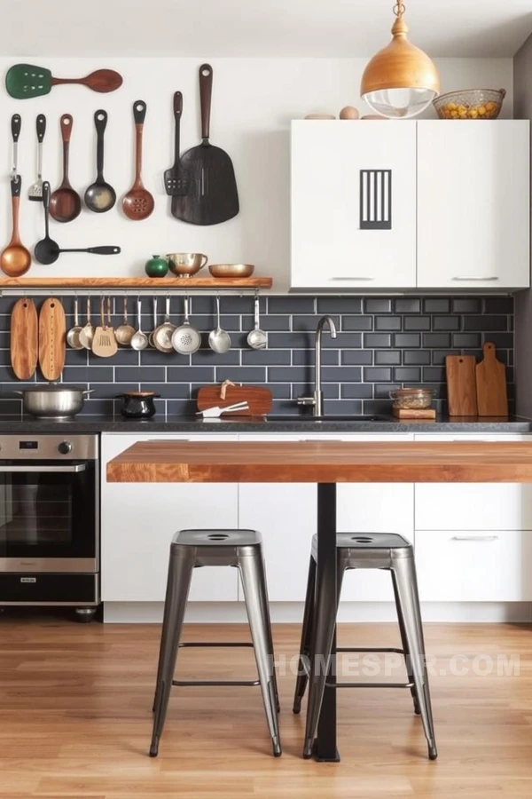 Vintage Tools and Modern Storage in Artisan Kitchen