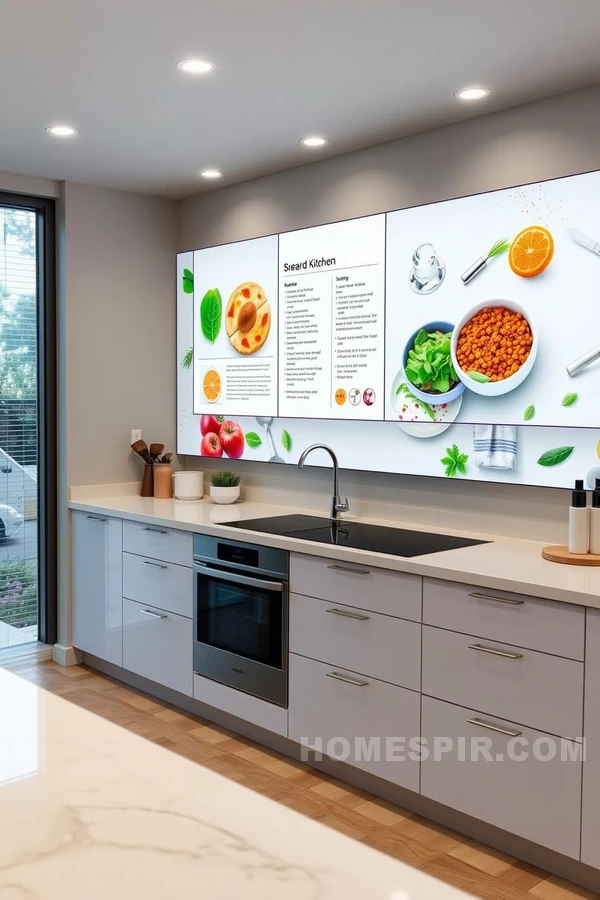 Virtual Recipe Touchscreen Wall in Tech Kitchens