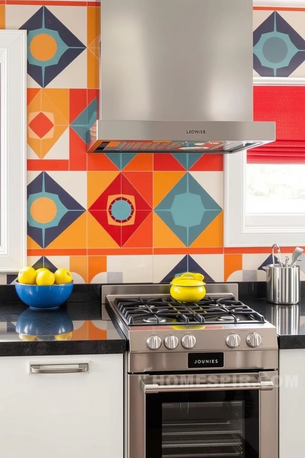 Vivid Patterns in Retro Kitchen Backsplash