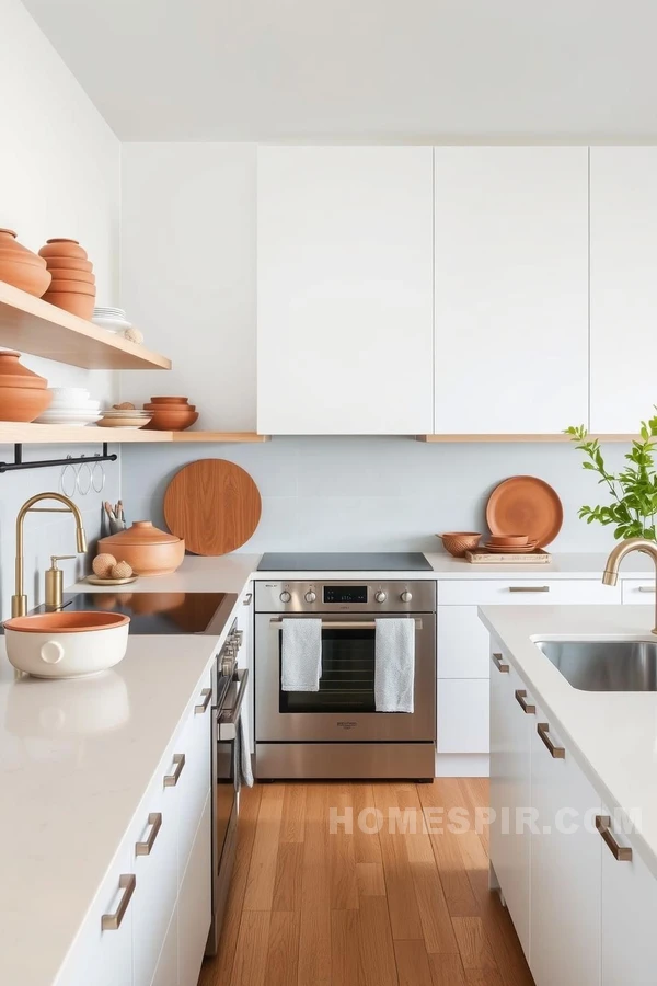 Warm Accents in Sleek Kitchen Space