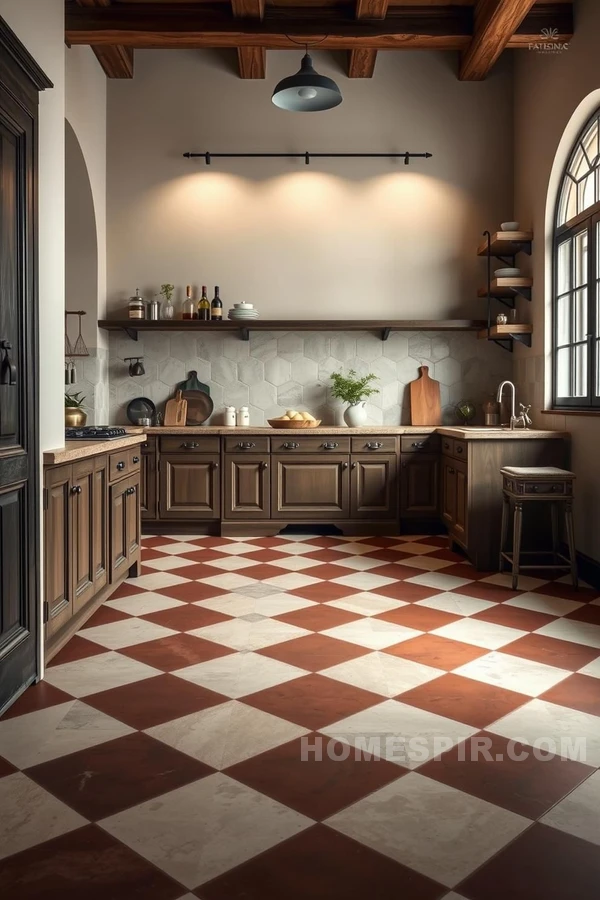 Warm Ambiance in Colonial Kitchen Floor