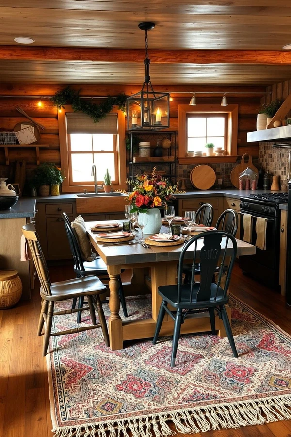 Warm Brown Mountain Dining Space