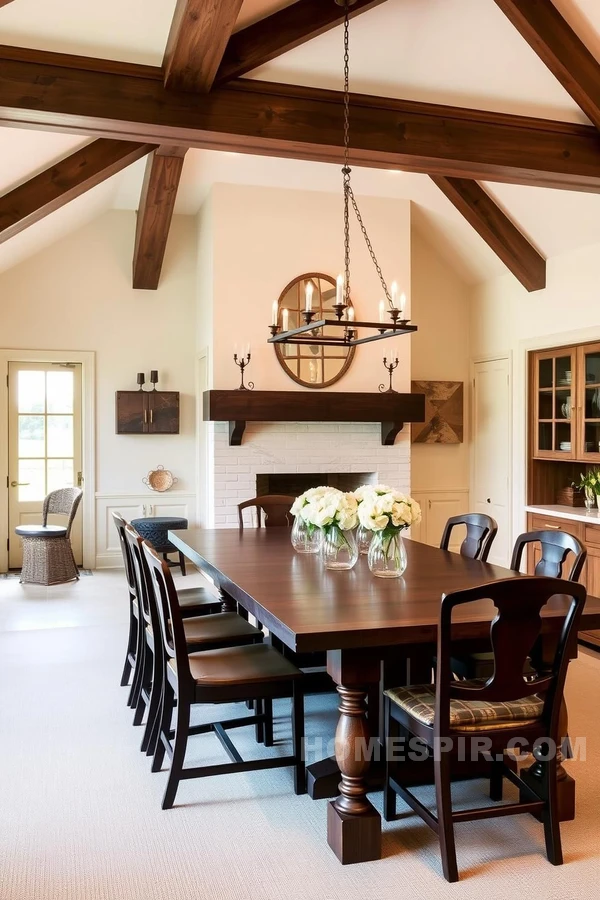 Warm Colonial Kitchen with Wooden Beams