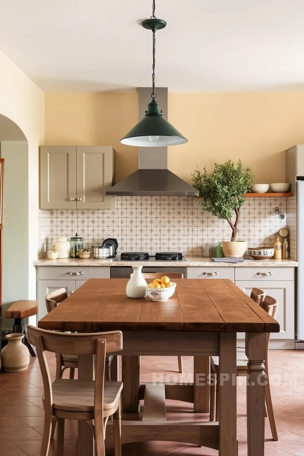 Warm Pastels in Cozy Mediterranean Kitchen