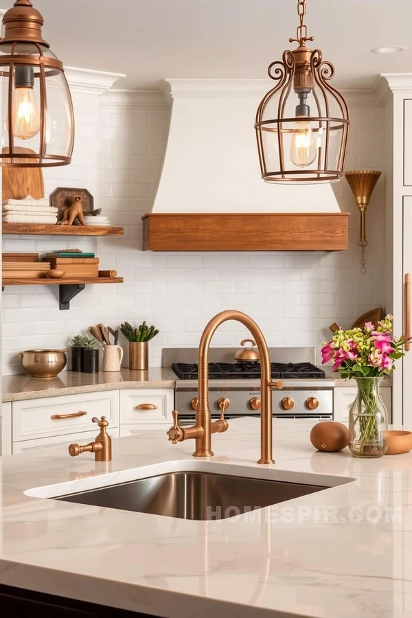 Warm Rose Gold Touches in Glam Kitchen