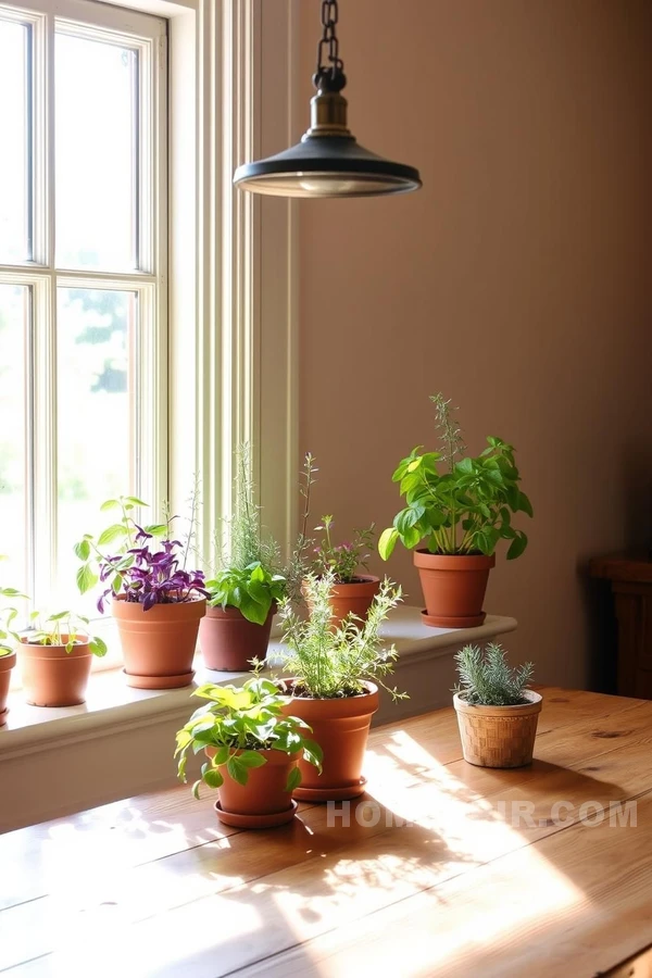 Warm Sunlight on Colonial Herb Sill