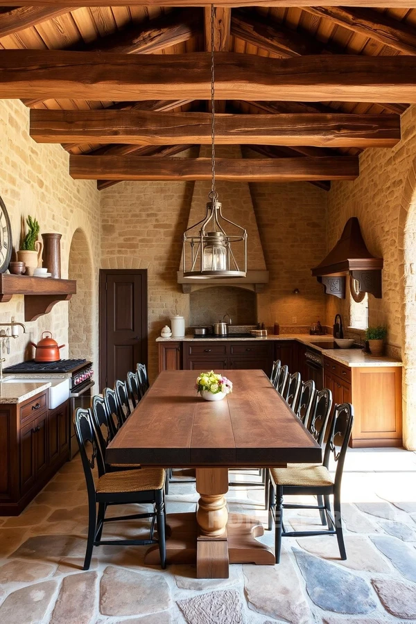 Warm Tuscan Kitchen Stone Ambiance