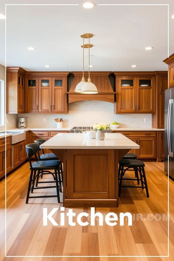 Warm Wood and Cream Countertops in Kitchen