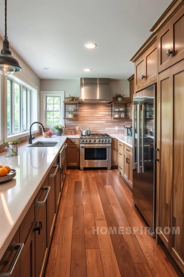 Warm Yet Contemporary Culinary Space in Transitional Kitchen