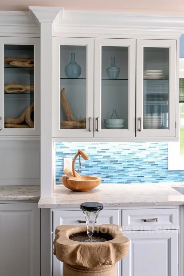 Water Inspired Zen Kitchen with Driftwood Decor