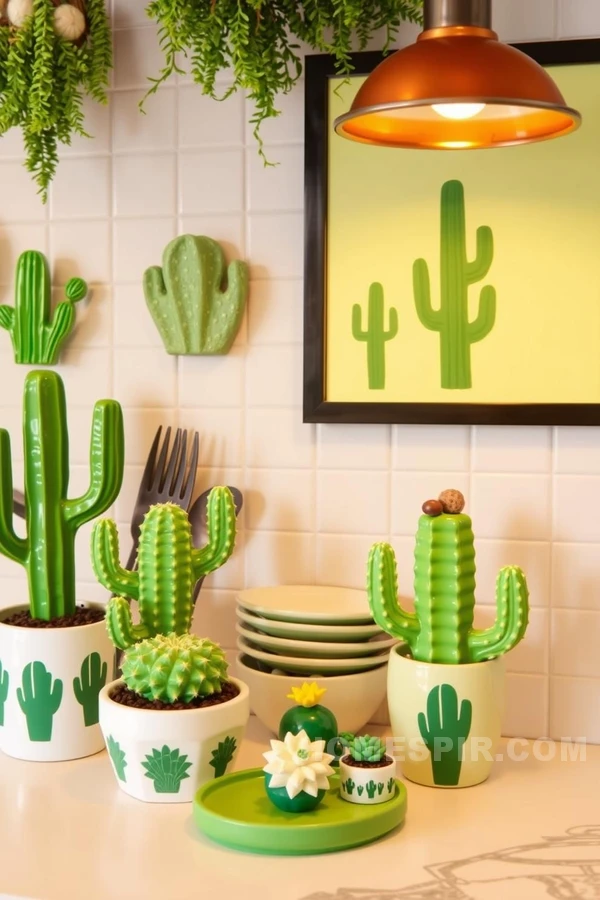 Whimsical Southwestern Cactus Decor Kitchen