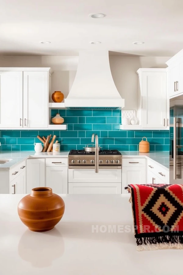 White Cabinets and Turquoise Accents