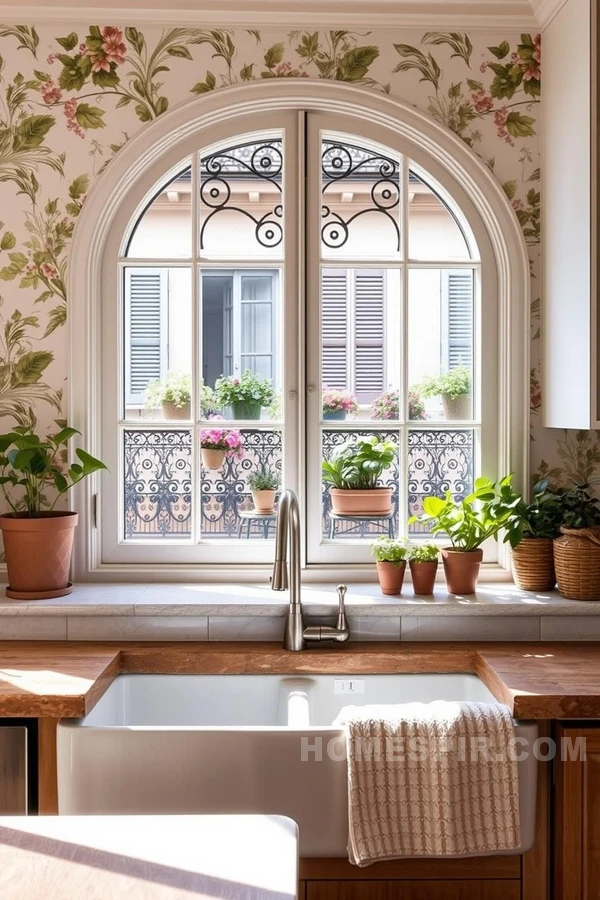 Wicker Accents in Garden Parisian Kitchens