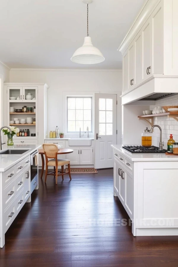 Wide-Plank Flooring in Minimalist Craftsman Kitchen