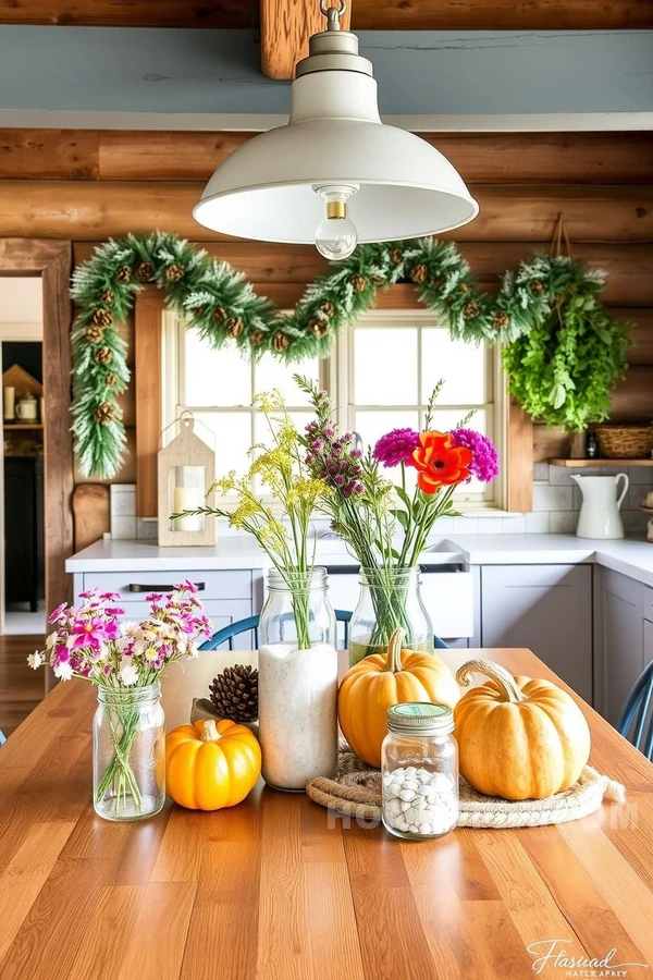 Winter to Fall Mountain Kitchen Decor