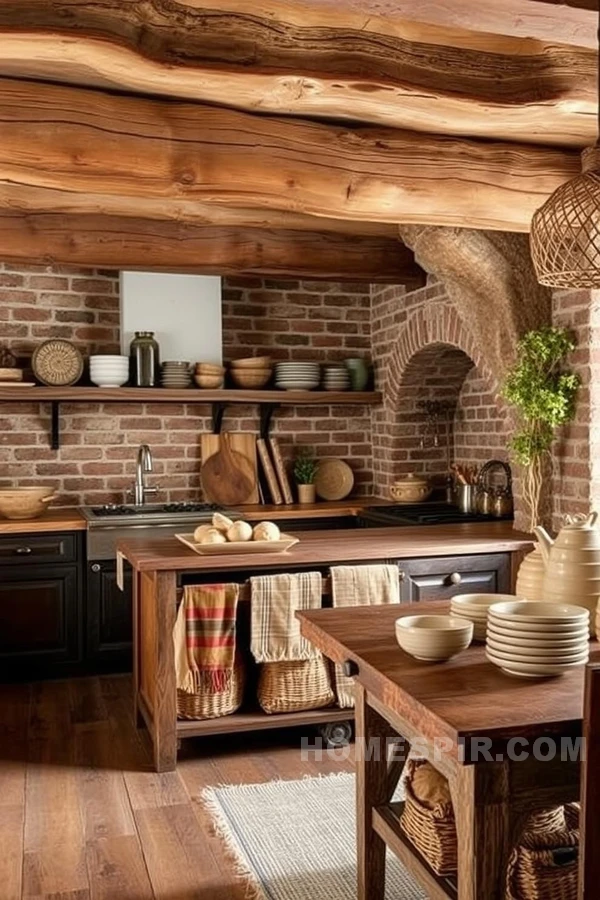 Wood Beams and Brick Rustic Style