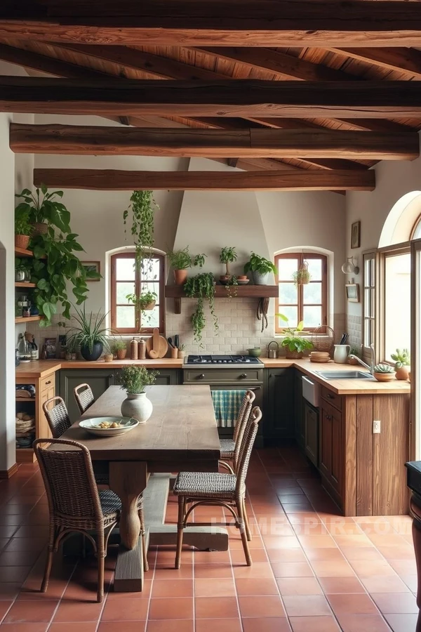 Wood Beams and Terracotta Floors