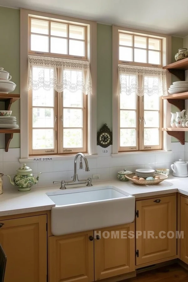 Wood-Framed Windows Grace Country Kitchen