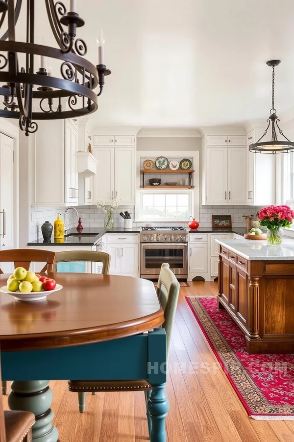 Wrought Iron Lighting in Colonial Kitchen