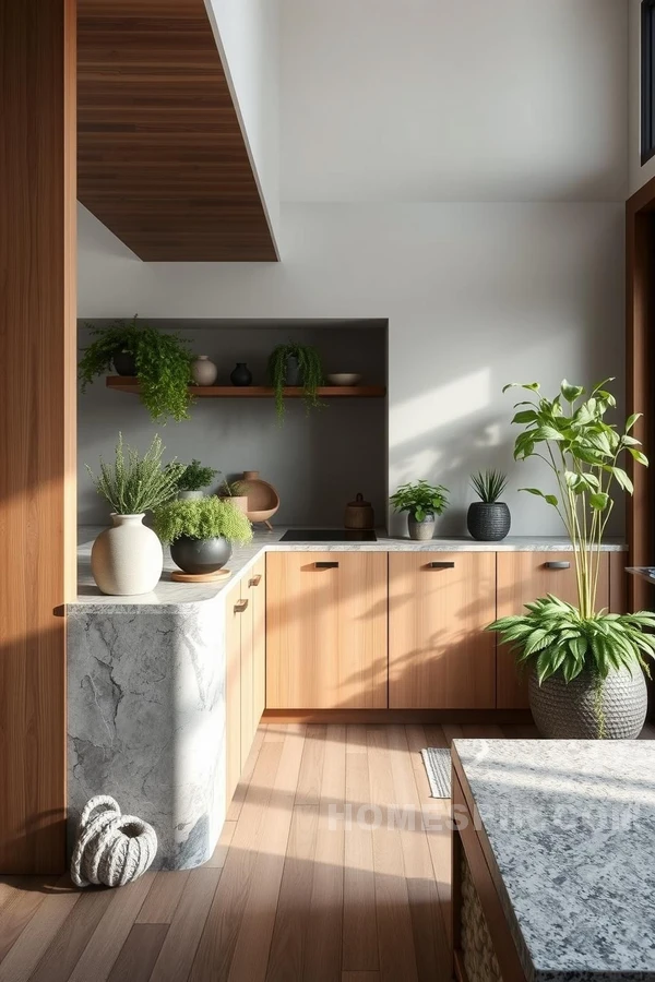 Zen Kitchen Design with Indoor Plants