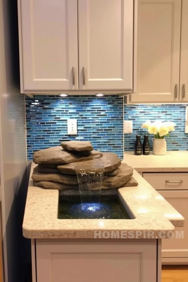 Zen Kitchen with Indoor Waterfall Feature