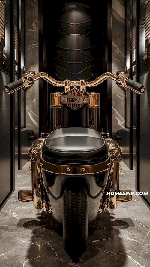 Luxury Black and Gold Harley Commode