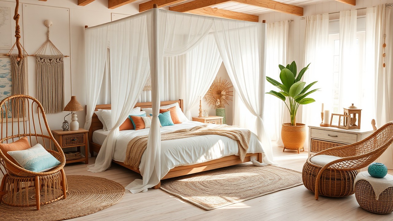 Coastal Boho Interior Bedroom