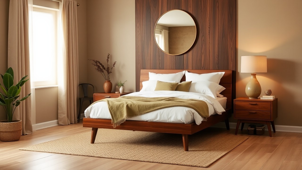 Earthy Neutrals in Mid-Century Modern Bedroom Design