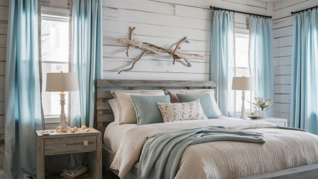 Farmhouse Meets Beach House Bedroom Decor with Rustic Coastal Charm