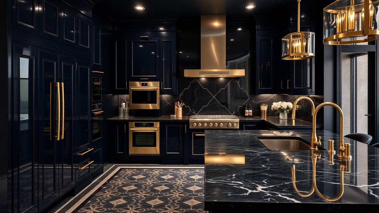 How to Use Dark Hues and Metallics in Art Deco Kitchens