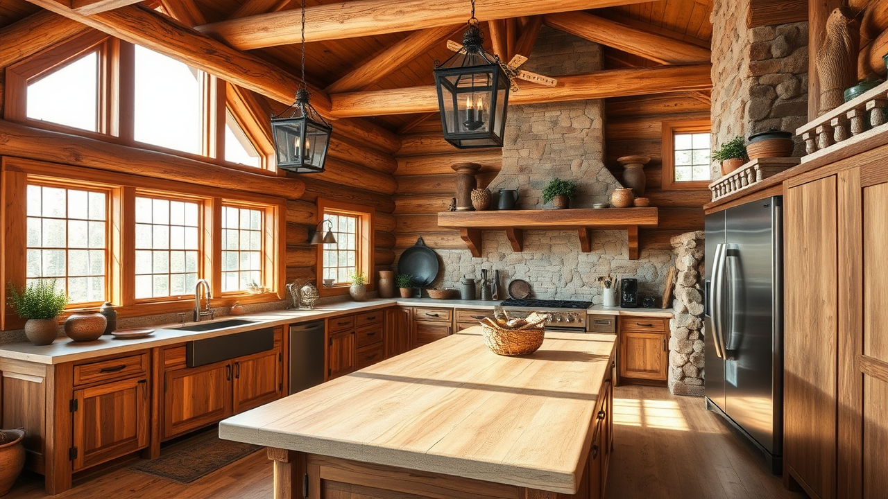 How to Use Natural Wood to Create a Cozy Log Home Kitchen