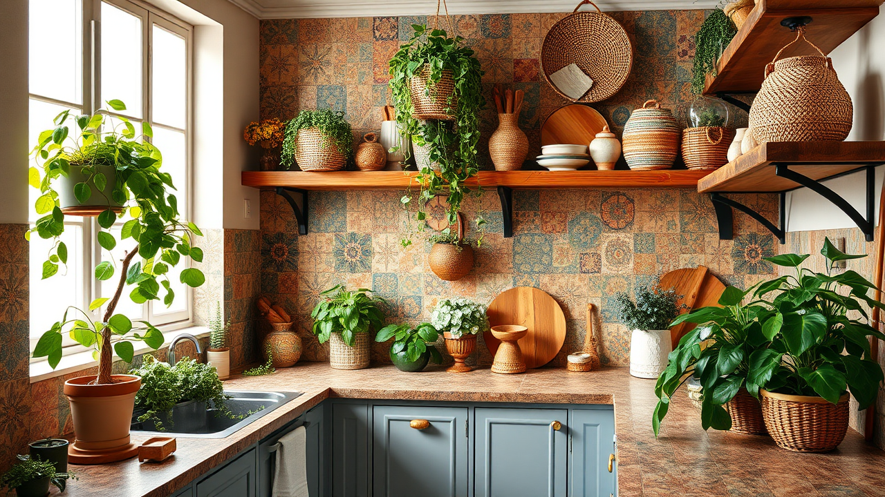 Incorporate Patterned Tiles for a Vibrant Boho Kitchen