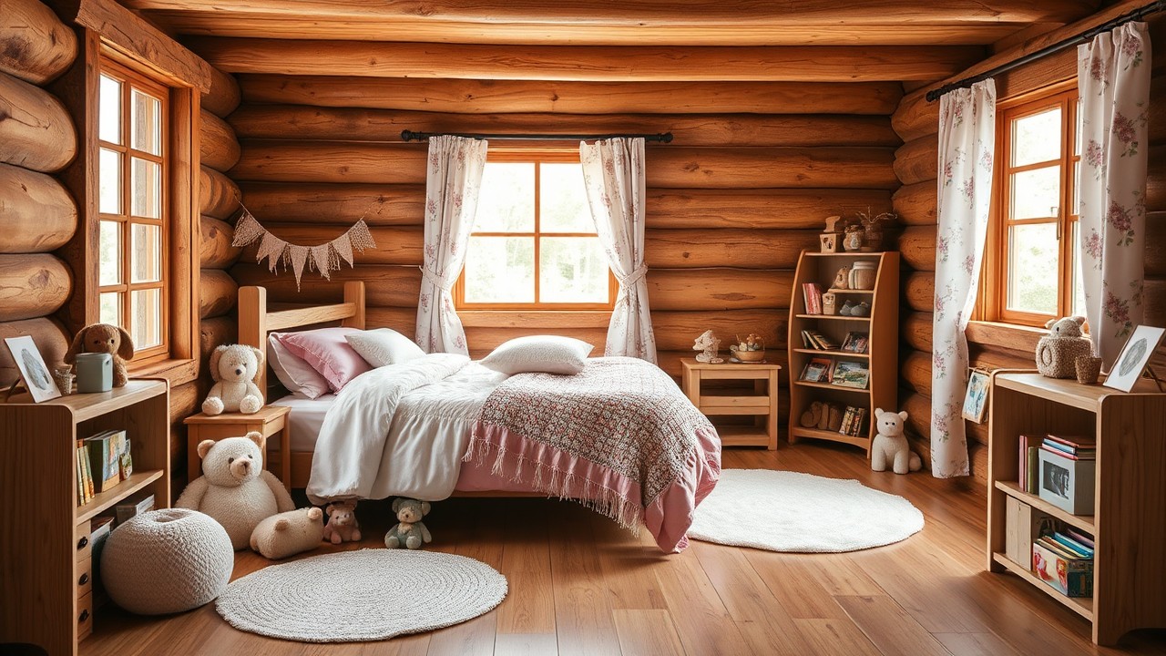 Log Home Bedrooms for Girls