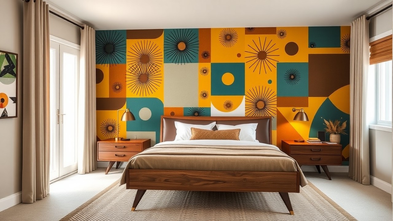 Mid-Century Bedroom Accent Wall Ideas