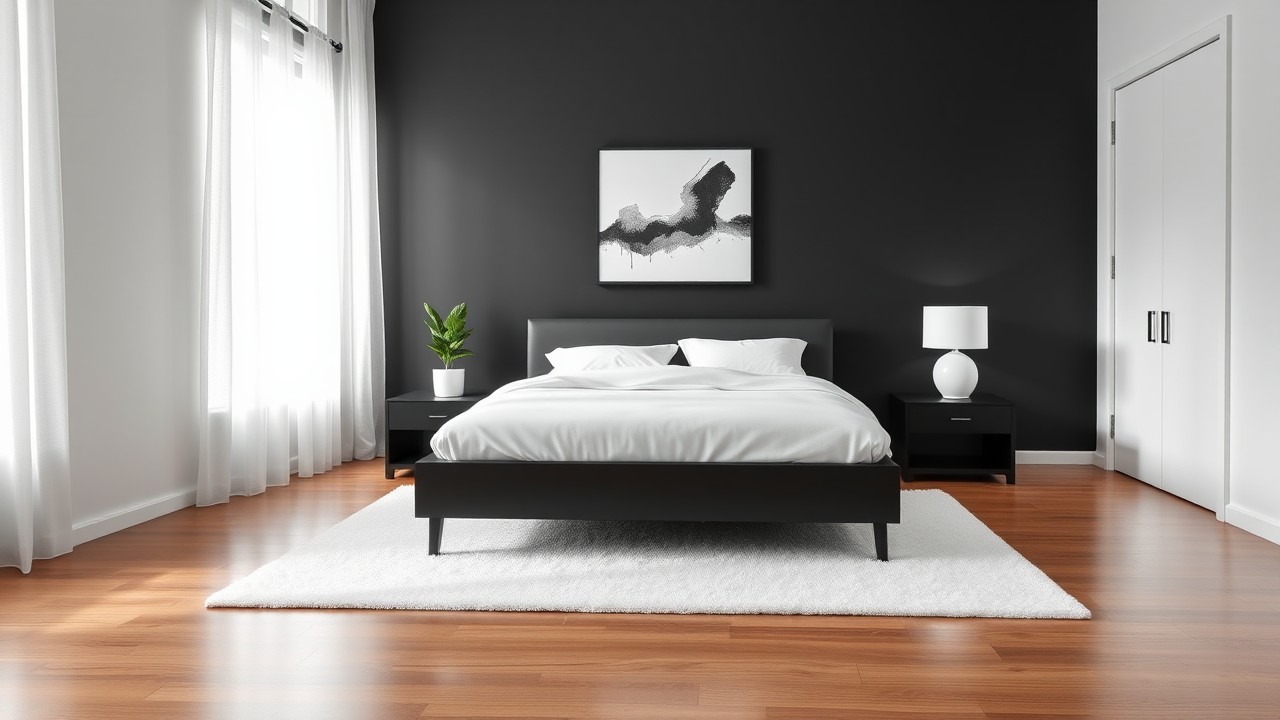 Minimalist Bedroom with Black and White Color Palette