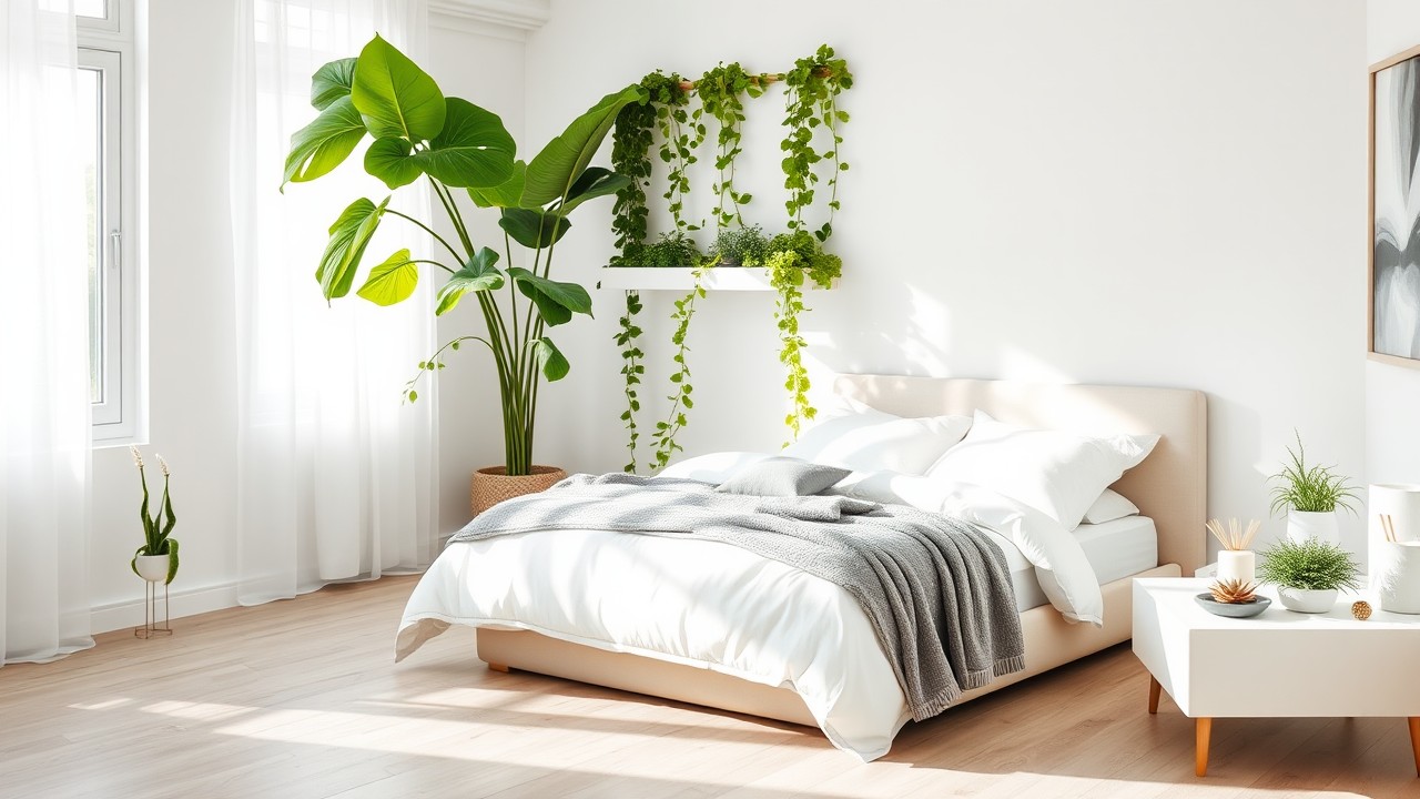 Minimalist Bedroom with Plants