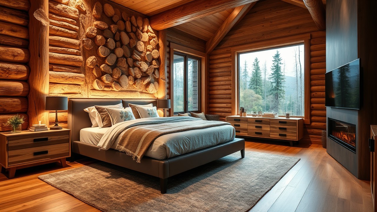 Modern Log Home Bedroom Designs