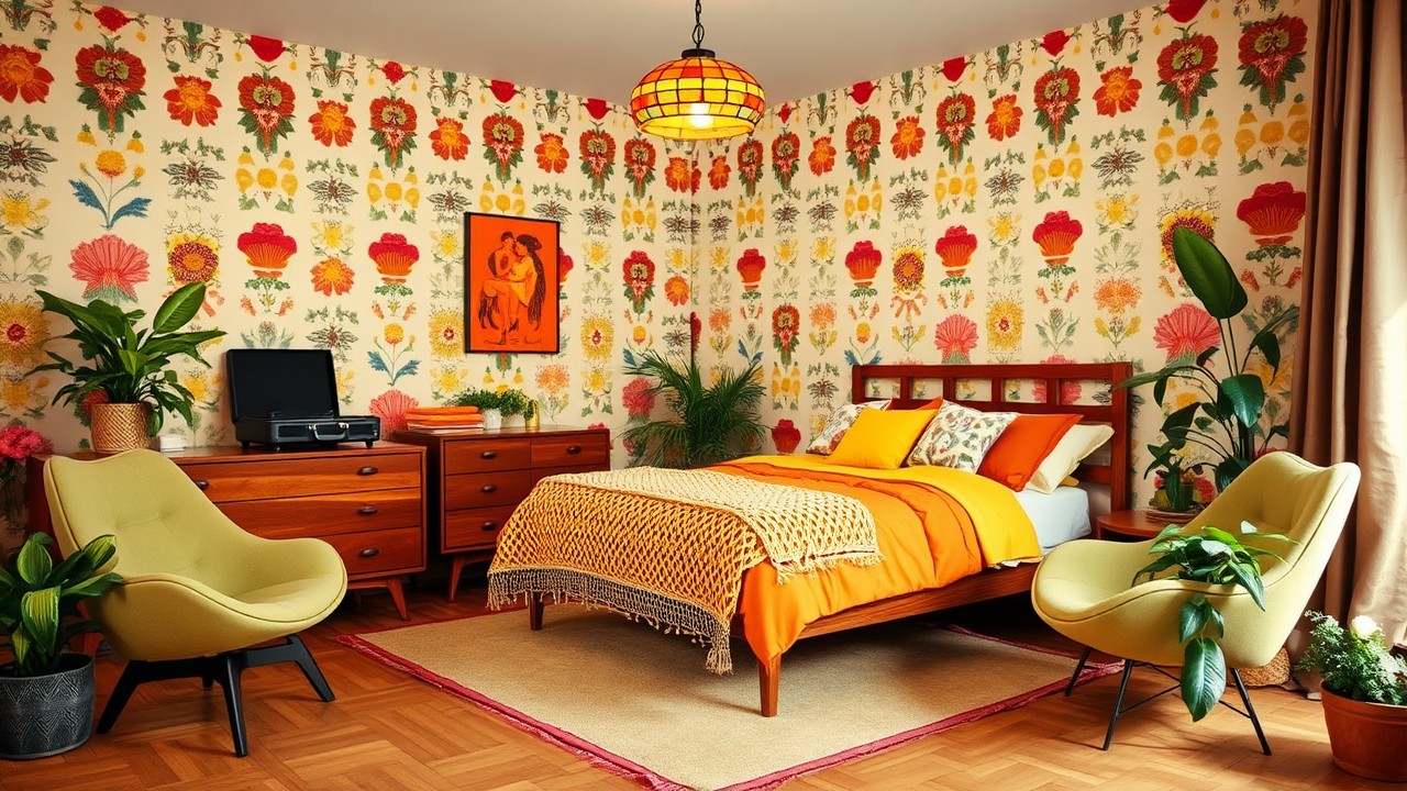 Retro 70s Vintage Bedroom Design