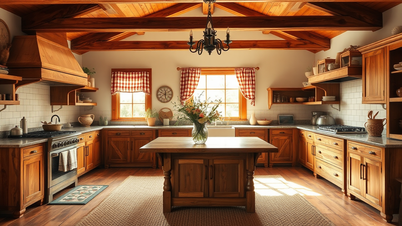 Rustic Wood and Soft Fabrics: Essentials for a Country Kitchen