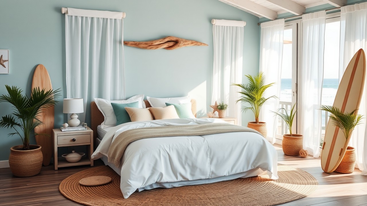 Surf House Bedroom with Relaxed Coastal Elements