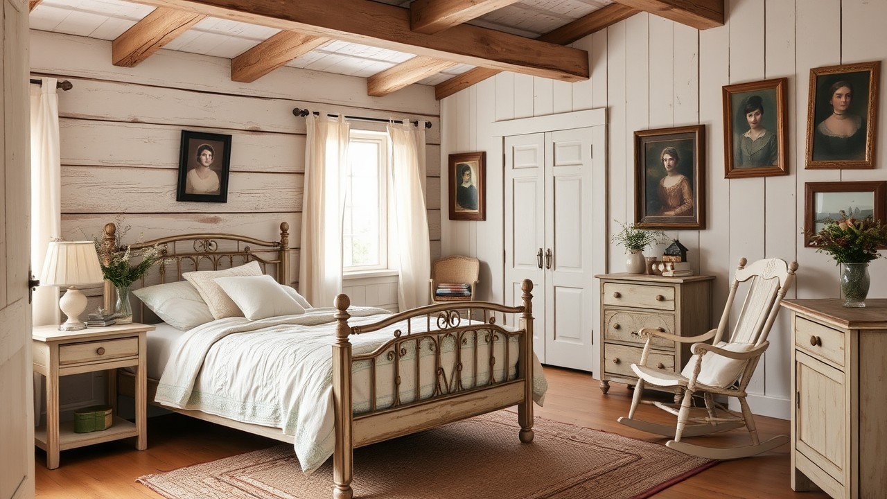 Vintage Farmhouse Bedroom Inspirations